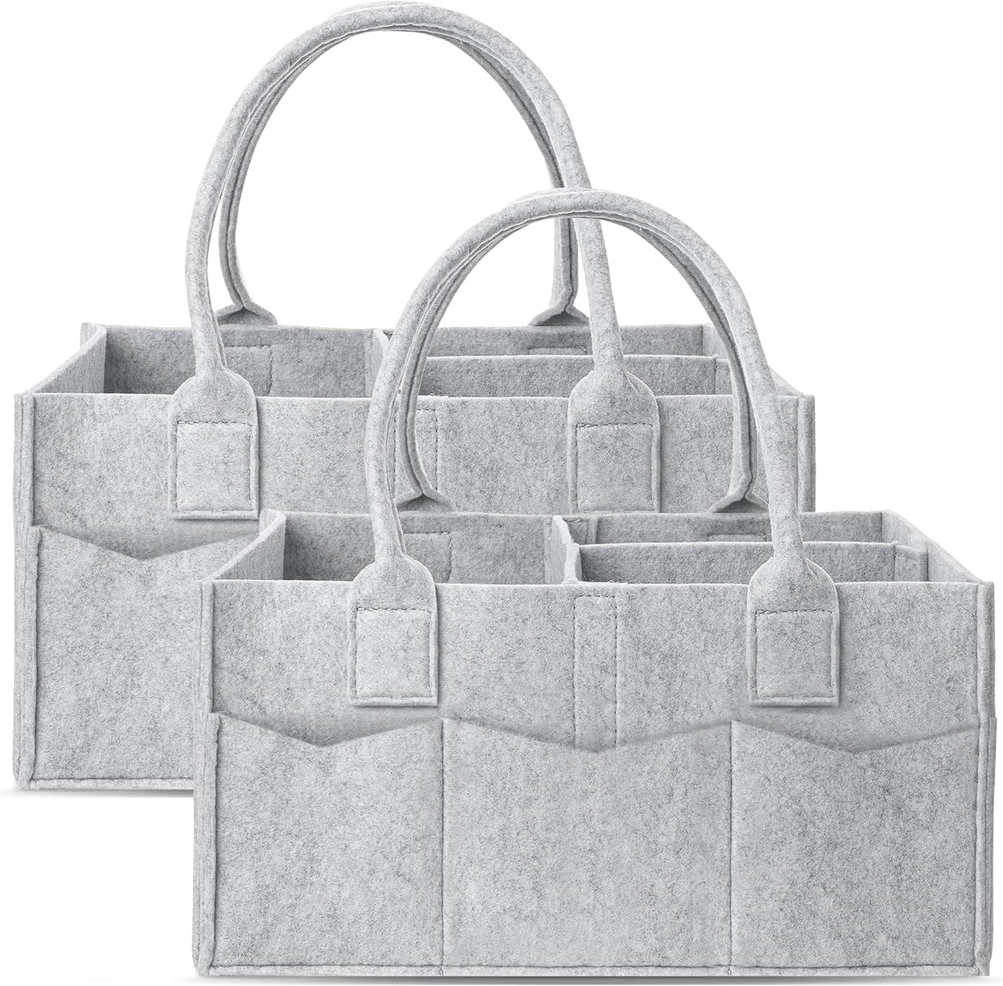 Cute Castle 2 Pack Diaper Caddy Organizer front view grey felt