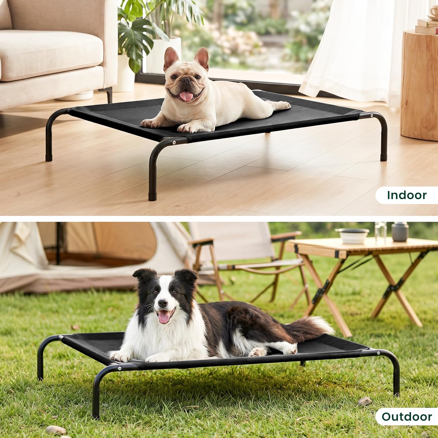 Love's cabin Elevated Cooling Dog Bed for Large Dogs, Portable Indoor & Outdoor Raised Pet Dog Cat Cot, Durable Summer Frame with Breathable Mesh, Black, 48 inches - Image 9