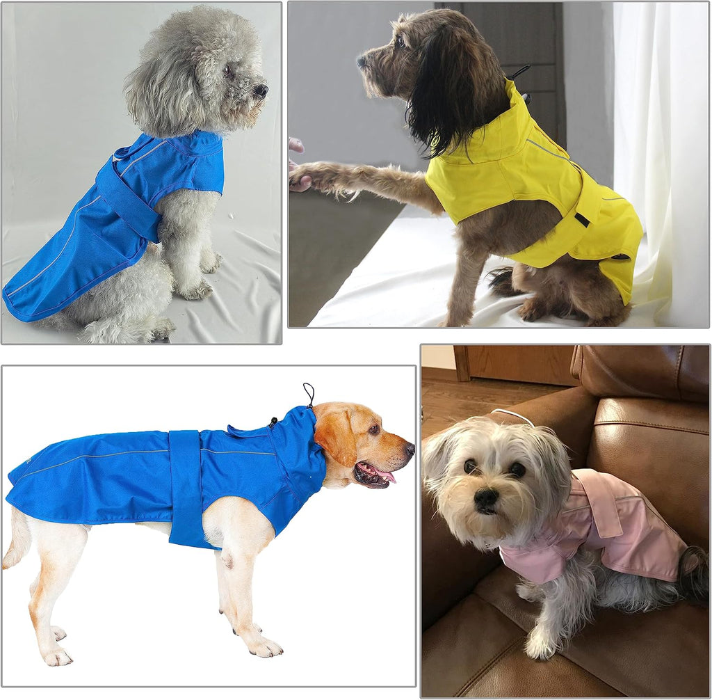 MAMORE dog rain jacket close up view of the secure elastic leg straps for stability.
