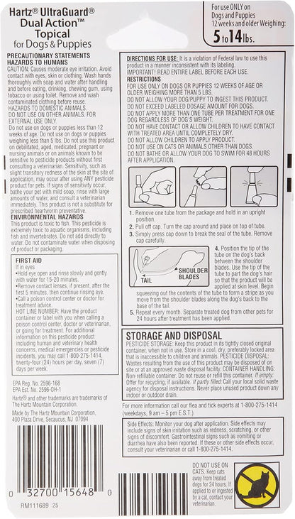Hartz topical flea and tick prevention six month supply tubes for small dogs