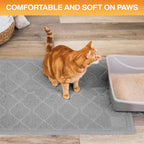 Grey quatrefoil pattern pet litter box mat