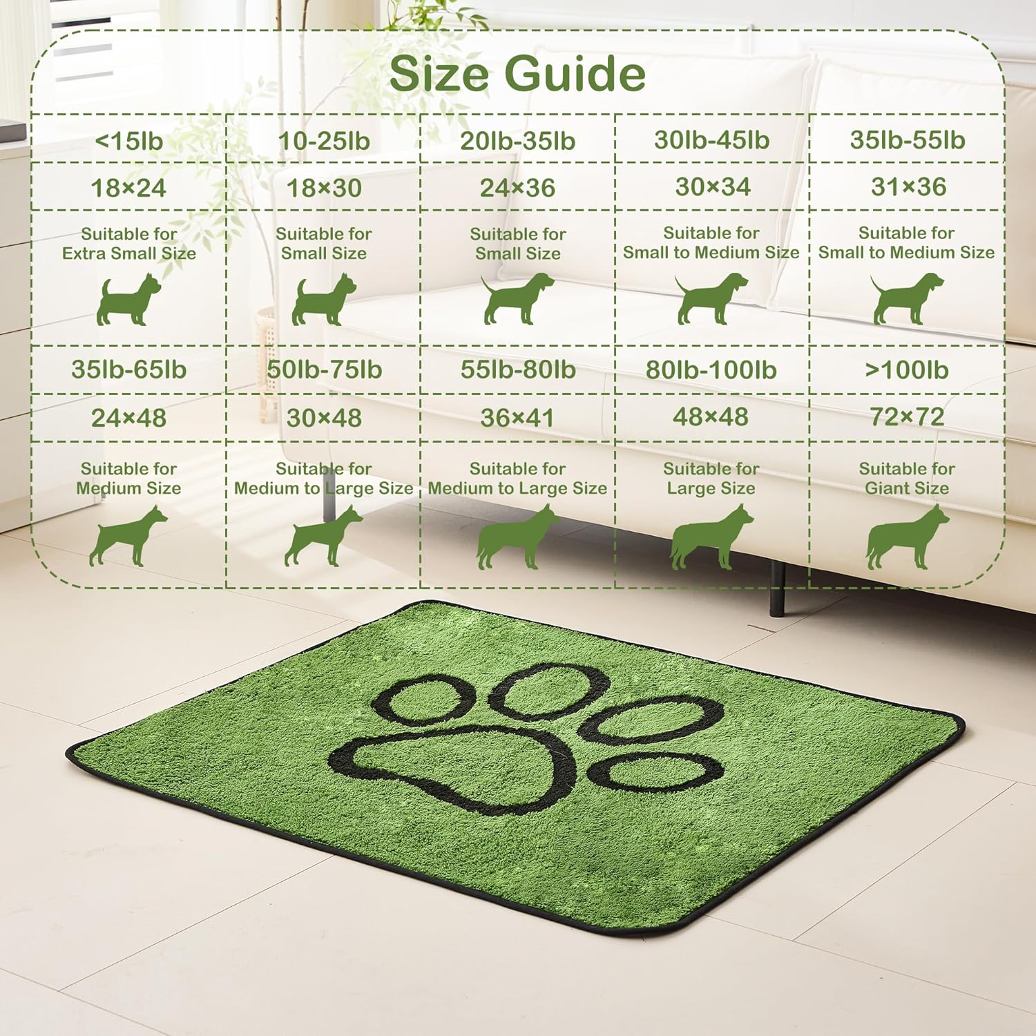 Qeils washable puppy training pad green grass design