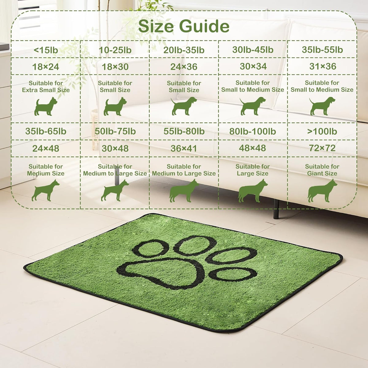 Qeils washable puppy training pad green grass design