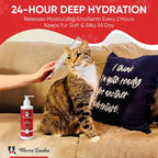 Back label of USA imported Warren London cat skin moisturizer detailing ingredients and instructions