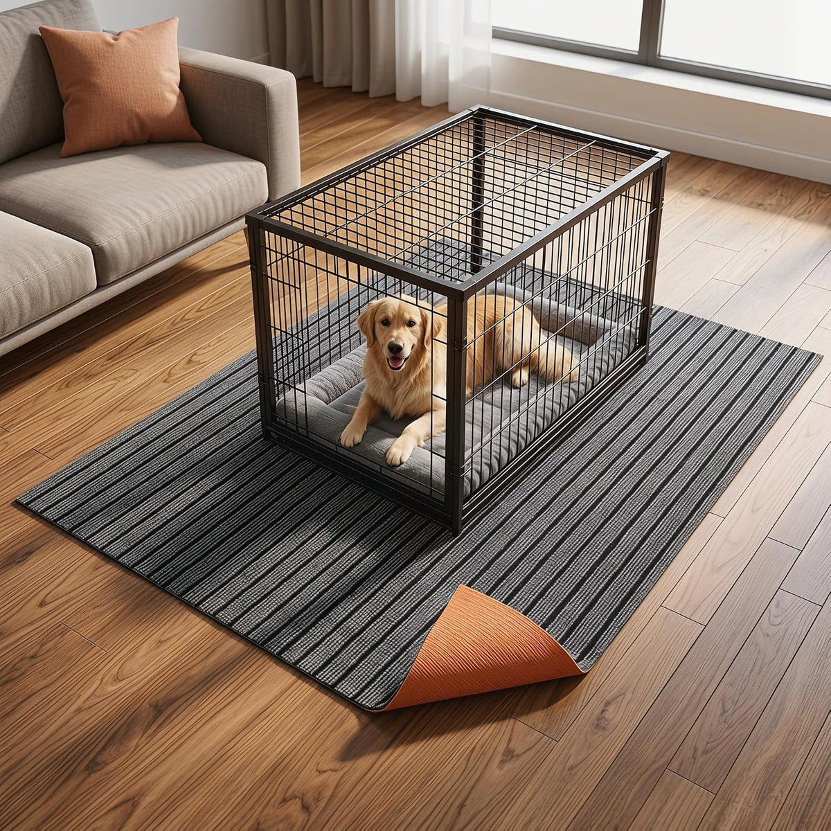 Demonstration of the high absorbency feature on the pet floor mat