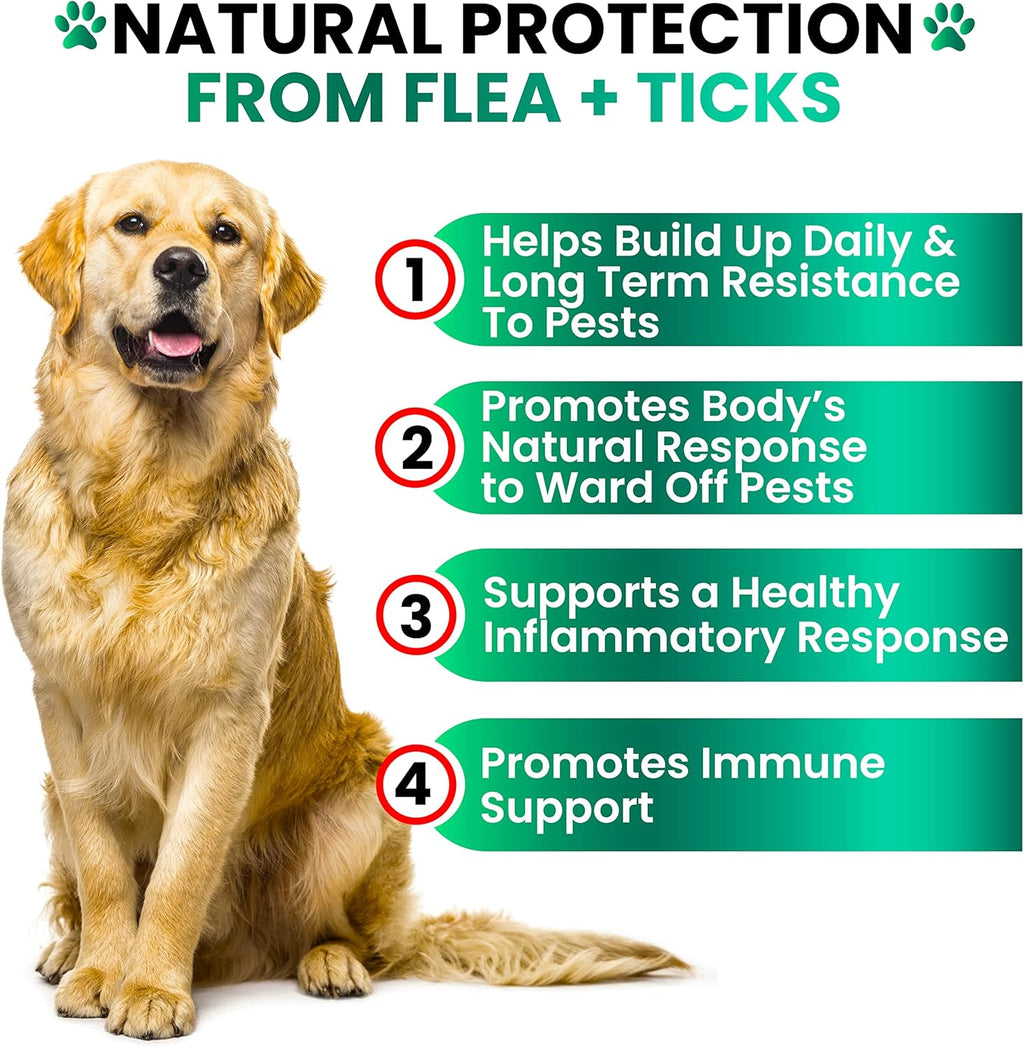 USA imported natural flea and tick chews ingredient label view.