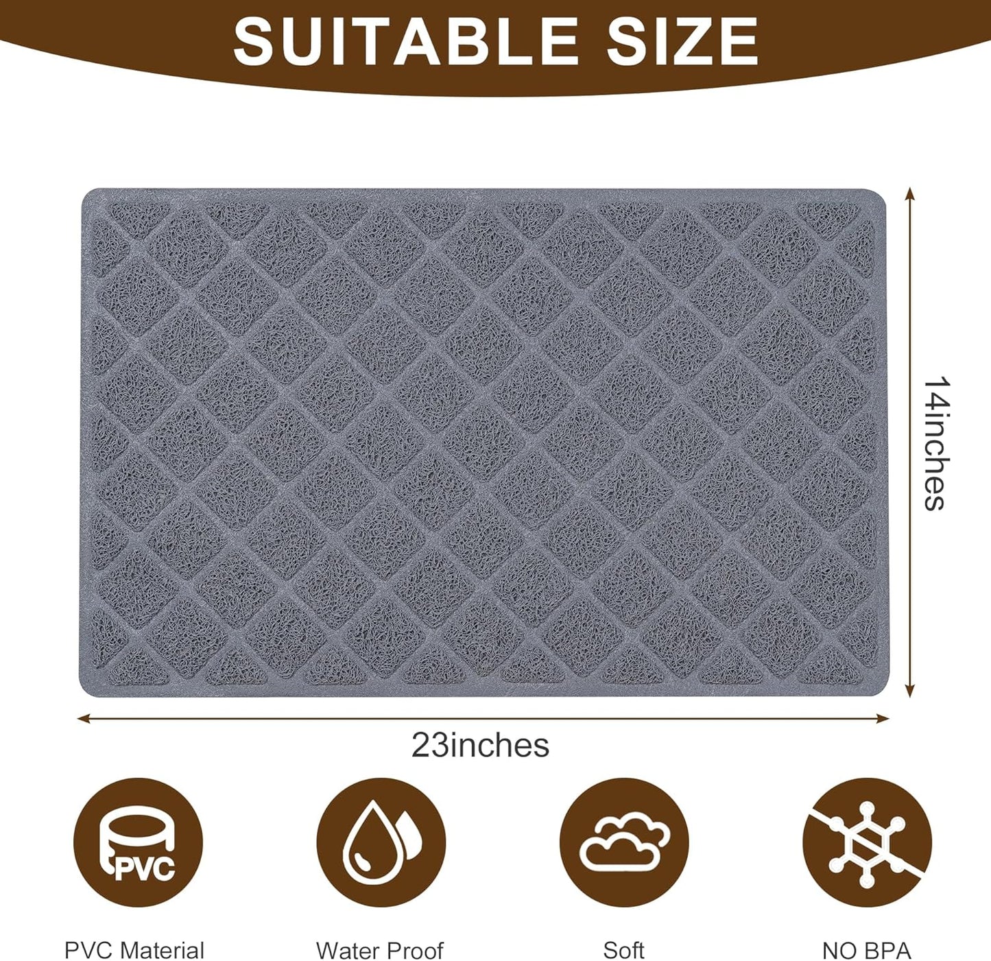 BOOMIBOO PVC litter box mat close up showing deep intersecting grooves