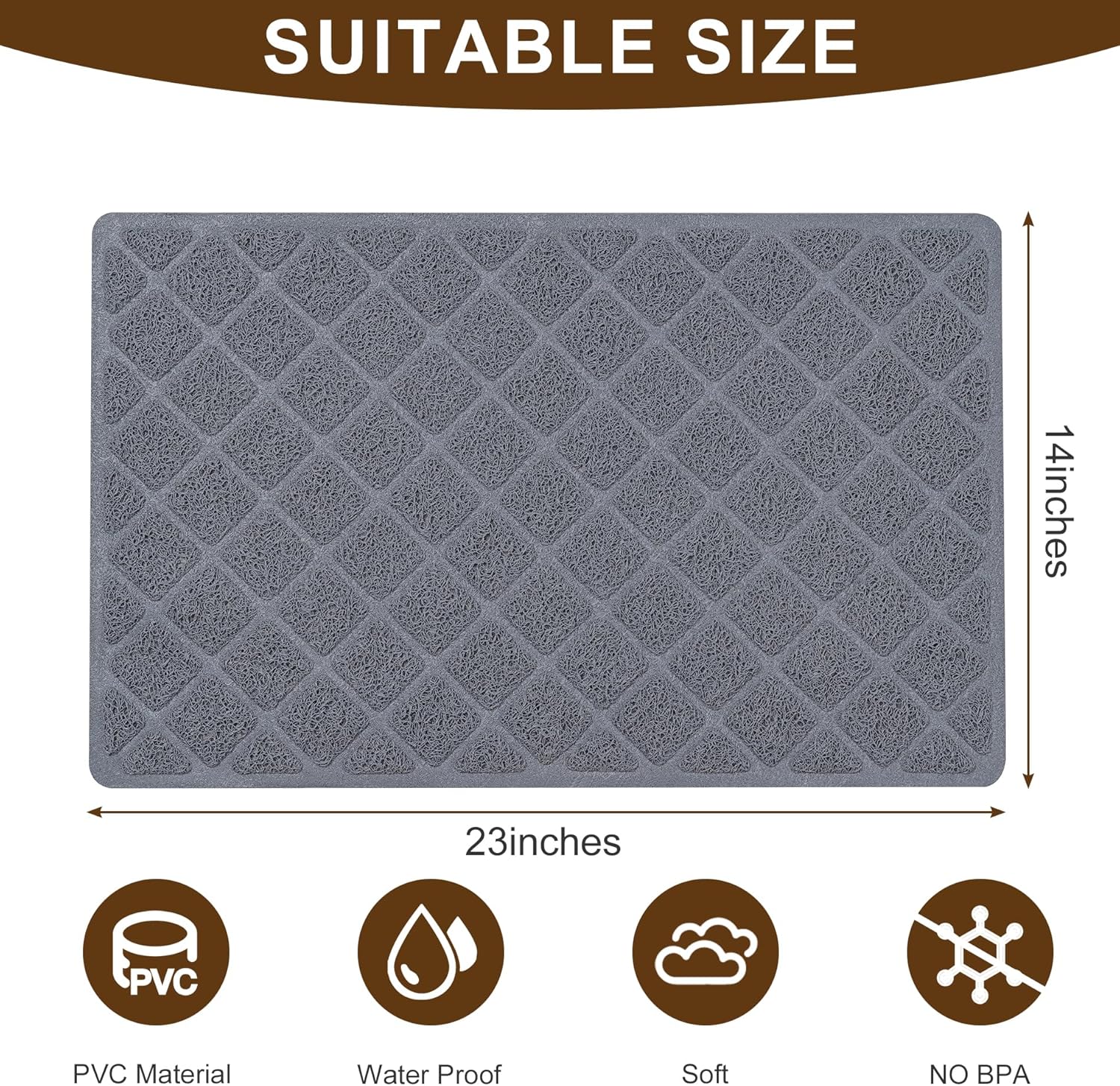 BOOMIBOO PVC litter box mat close up showing deep intersecting grooves