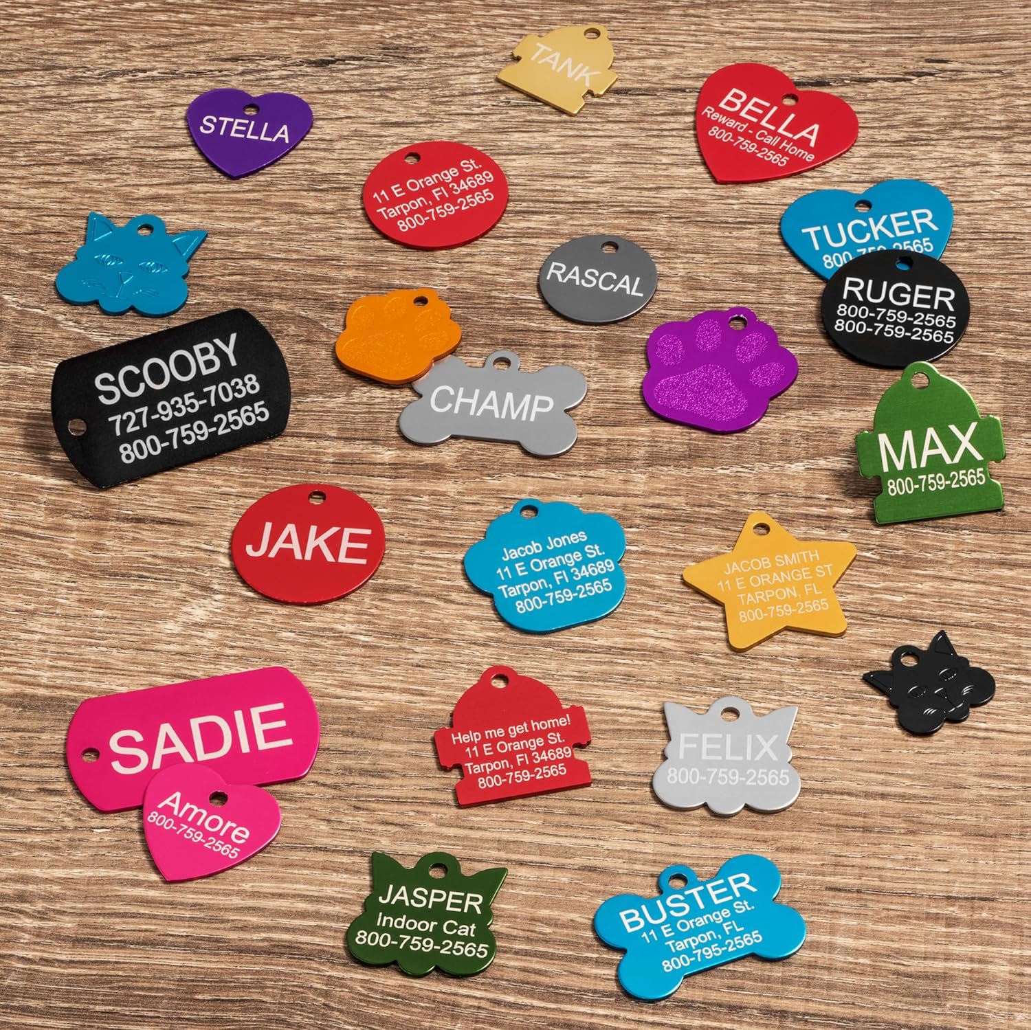 Premium aircraft grade anodized aluminum star shape pet identification tags