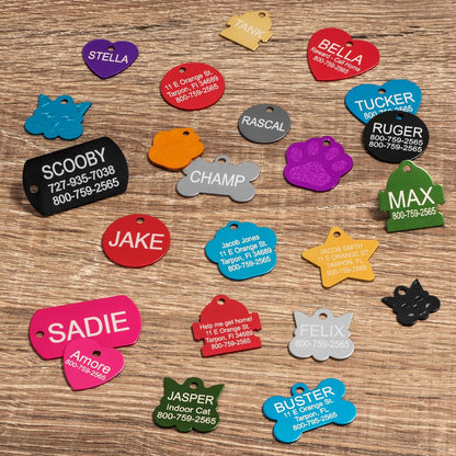Premium aircraft grade anodized aluminum star shape pet identification tags