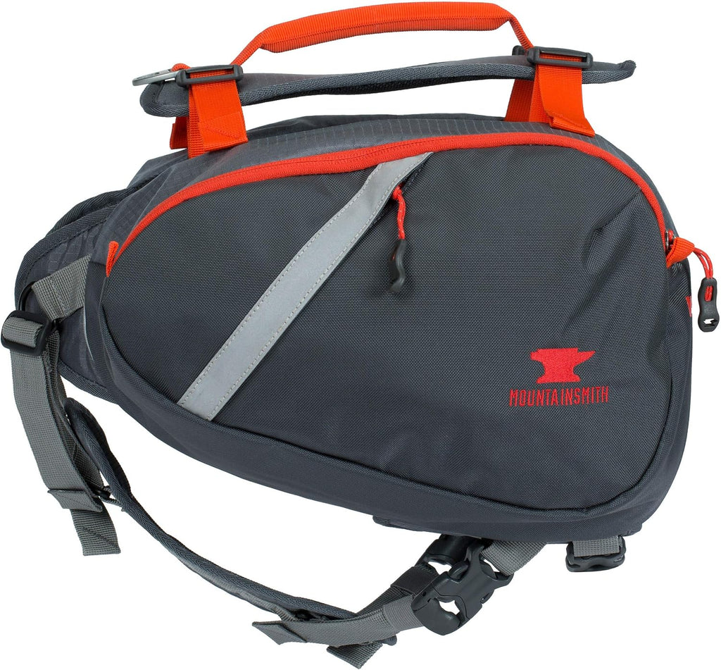 Mountainsmith canine backpack side pannier compartment zippered storage detail