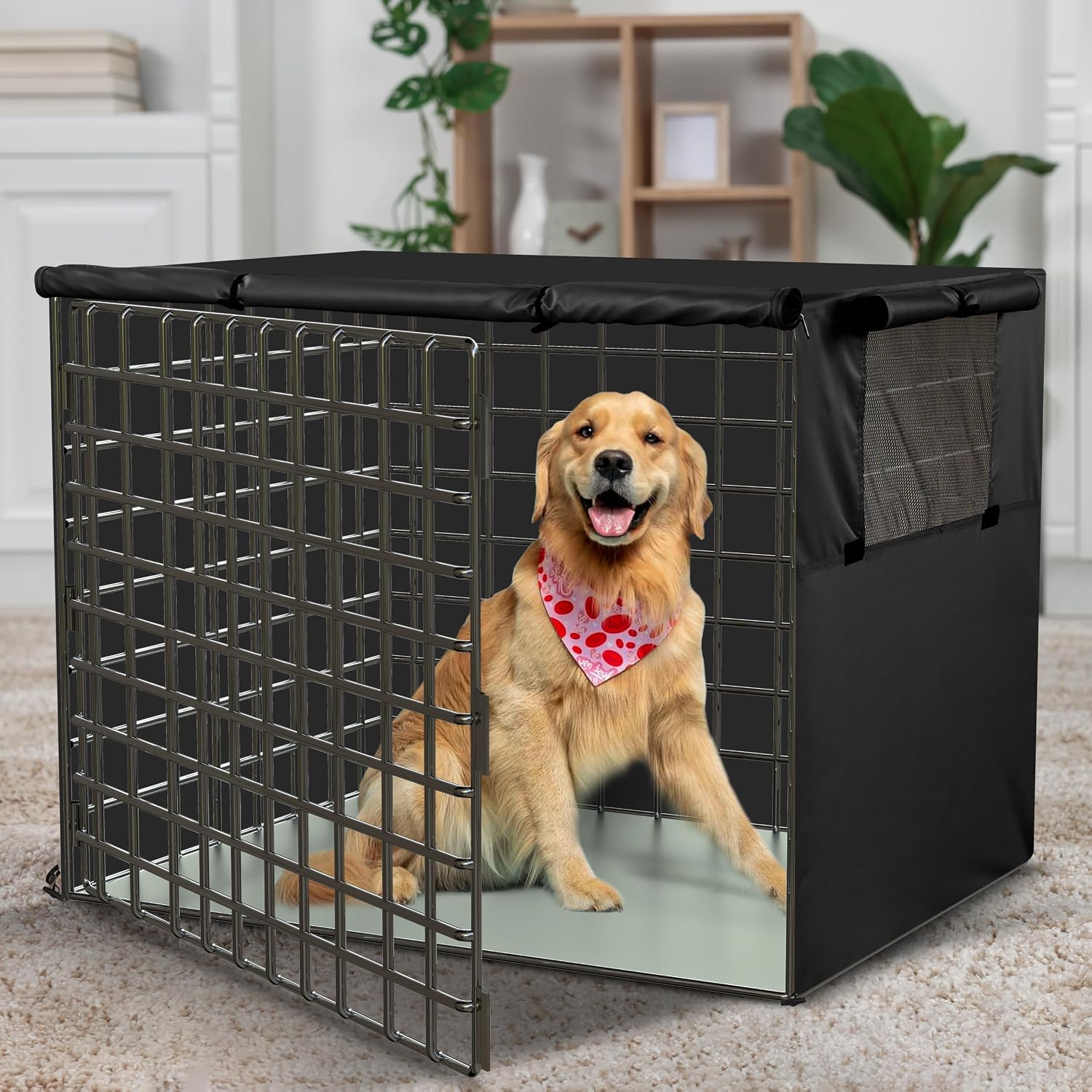 Utopia Home windproof dog kennel cover with bottom secure toggles close up