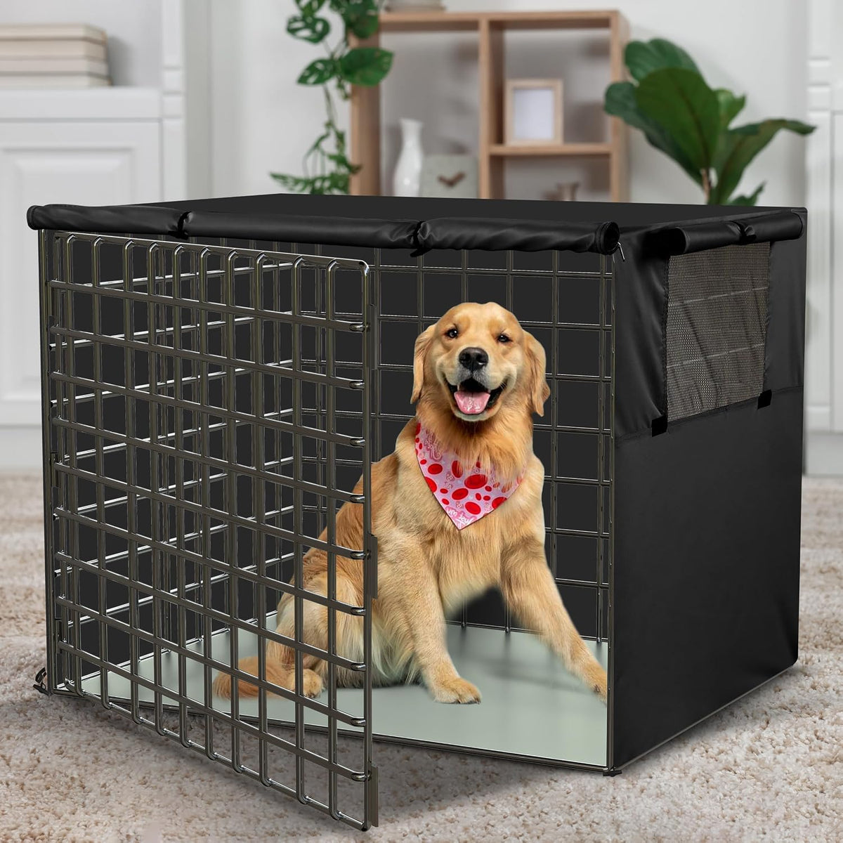 Utopia Home windproof dog kennel cover with bottom secure toggles close up