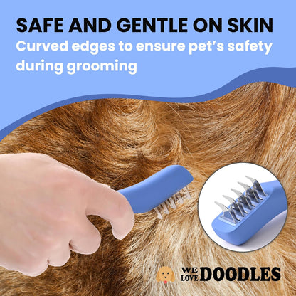 We Love Doodles Dematting Comb for Dogs - Dog Hair Mat Remover, Detangler Comb & Deshedding Tool, Removes Tangles, Knots, & Loose Hair, Metal Comb, Ergonomic Handle Family (5 Blades) - Image 4