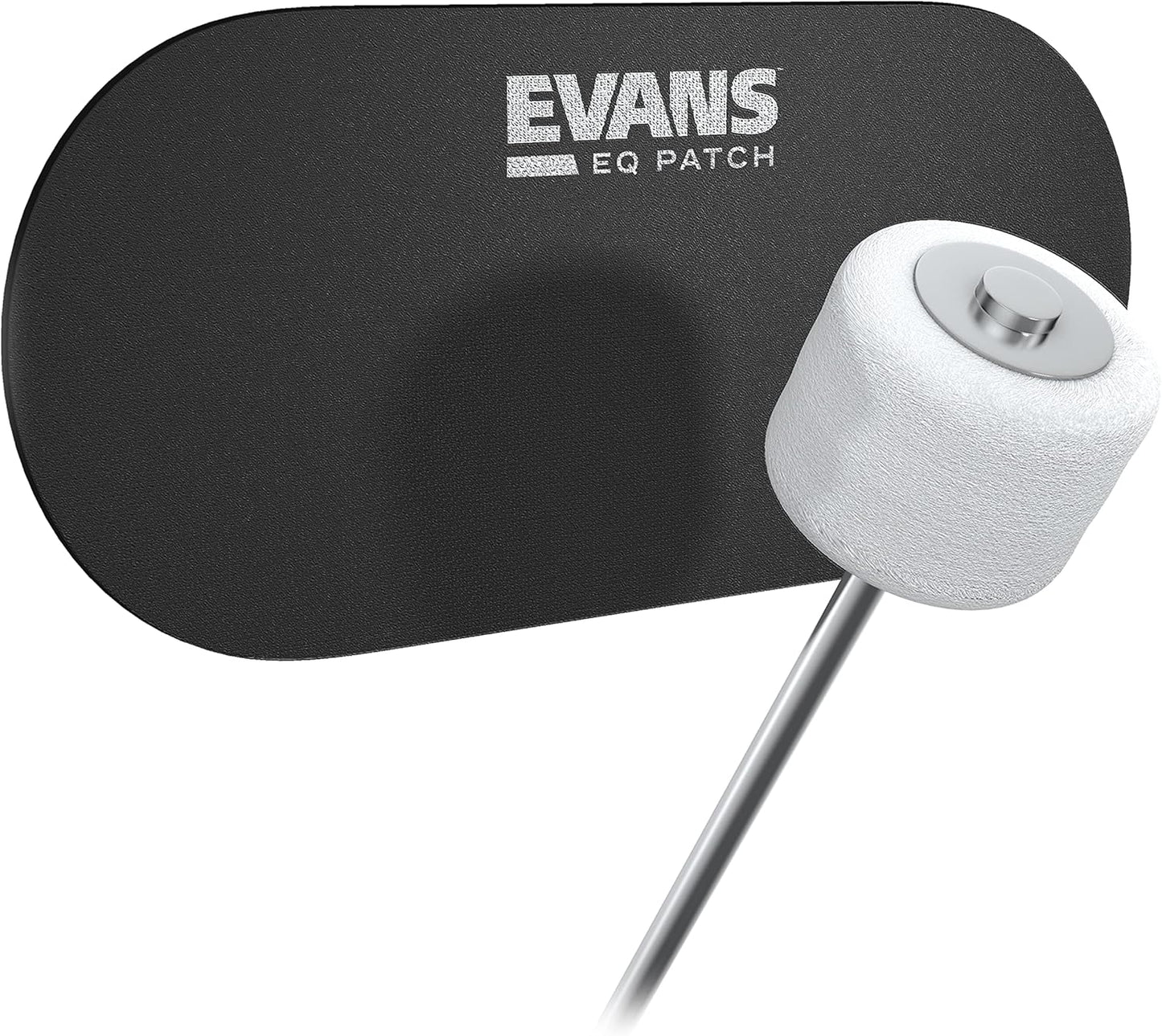Evans single pedal bass drum patch showcasing the authentic USA manufactured design and shape.