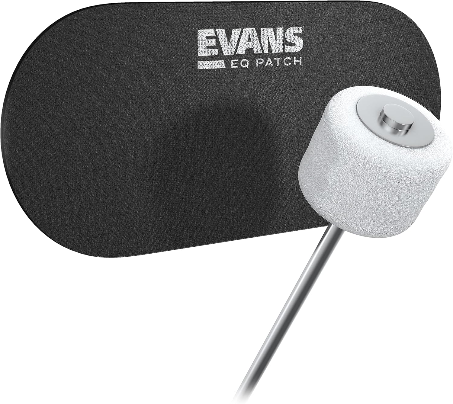 Evans single pedal bass drum patch showcasing the authentic USA manufactured design and shape.