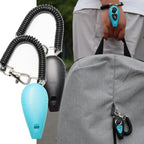Two in one dog training clicker with integrated whistle and black wrist strap