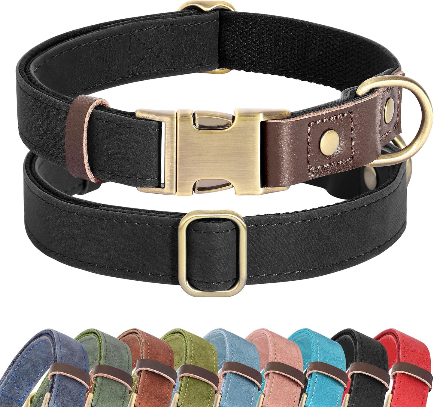 Didog Soft PU Leather Dog Collars for Small Dogs,Classic Adjustable Dog Collars with Quick Release Metal Buckle,Easy Clean and Comfortable with Nylon Lining,Green,S Neck 11-15" - Image 13