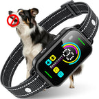 Dinjoo Smart Bark Collar front view on black background