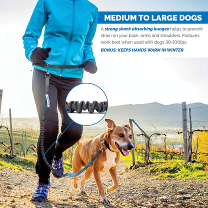 Smooth glide belt clip mechanism on the Tuff Mutt dog leash preventing tangles during active running.
