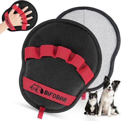 Dropereum Bifobar pet hair removal glove front view for dog and cat grooming