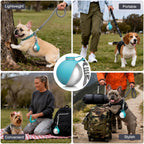 Blue portable cat and puppy water dispenser showing leak proof seal