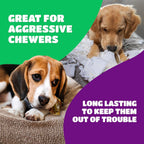 Close up of natural beef patella dog chews in 10 count pack