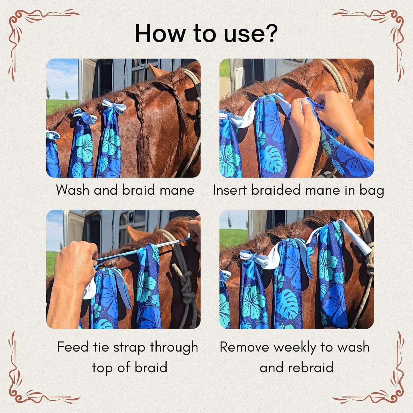 Ranch Hand mane bag strap detail for secure application