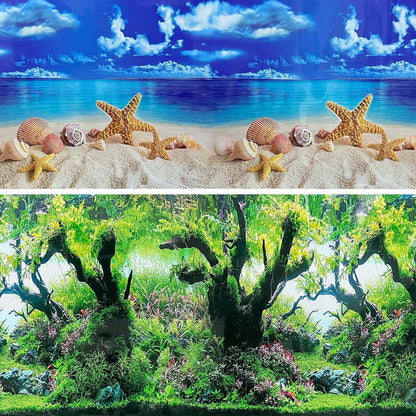 XCNO Fish Backgrounds Paper Double Sides Undersea Aquarium Background Poster Colorful Sea Anemone Fish Tank Background Sticker Decorations 12"x 25" - Image 11