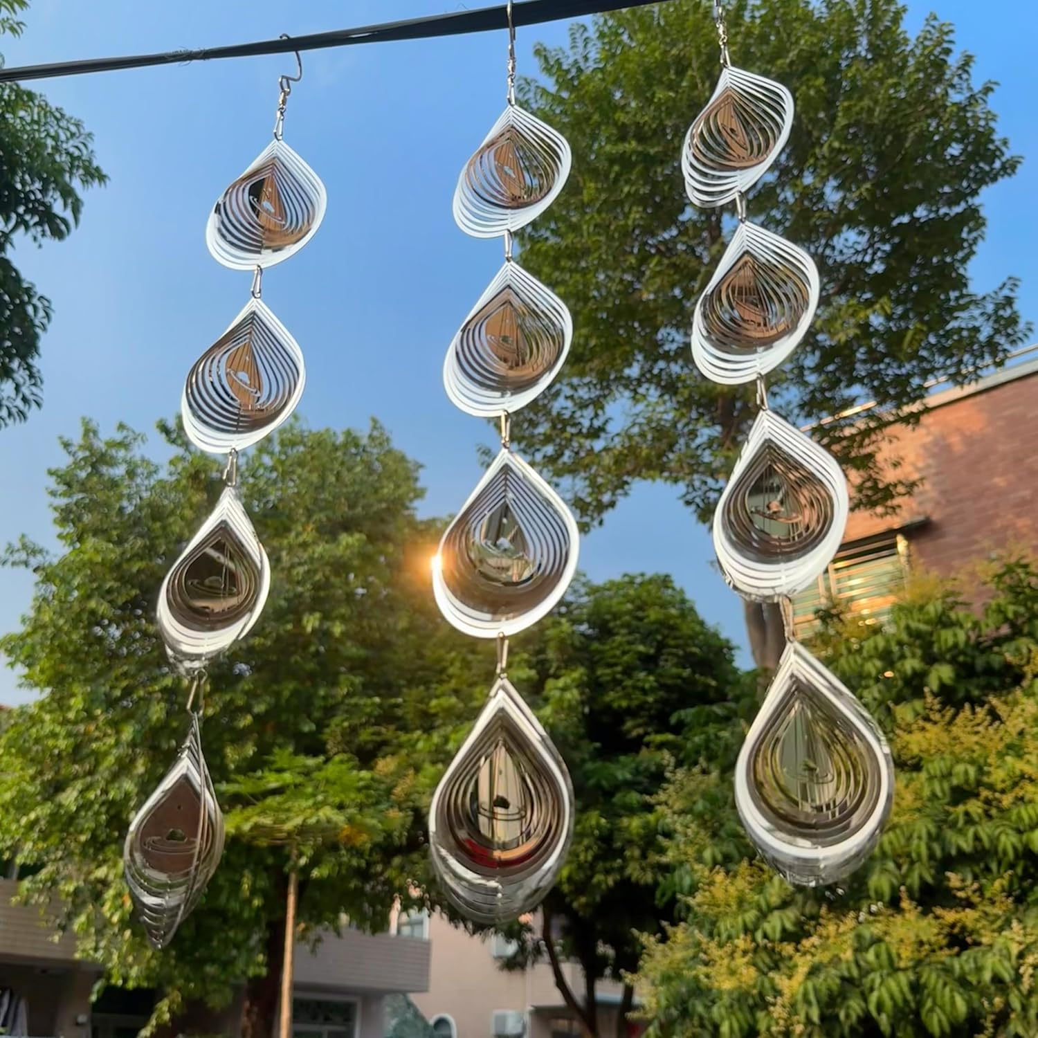 Kexsscai water droplets bird scare discs set front view