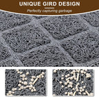 Easy to clean grey kitty litter mat being vacuumed