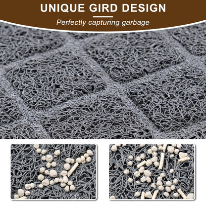 Easy to clean grey kitty litter mat being vacuumed