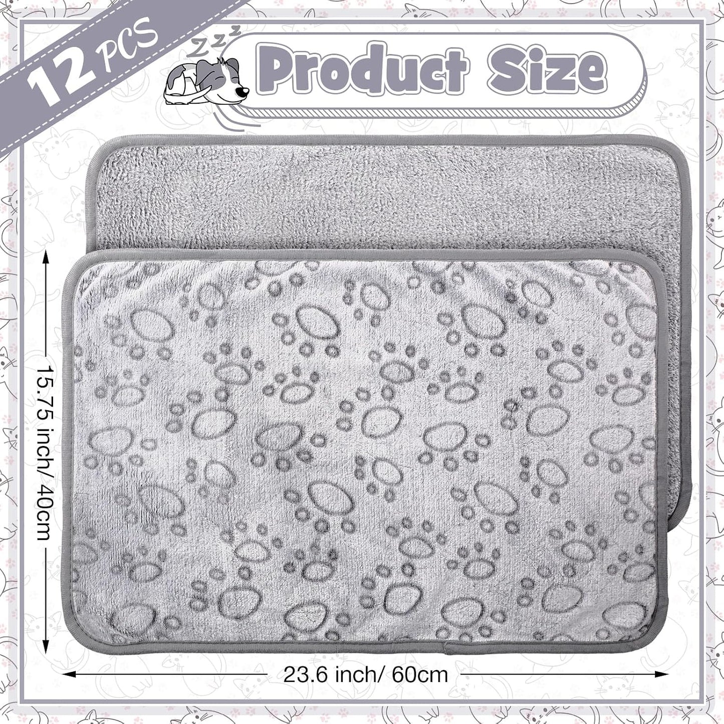 Soft double sided flannel puppy blankets stacked neatly to show bulk set quantity