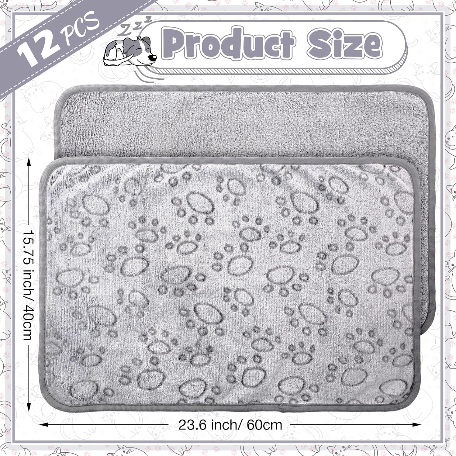 Soft double sided flannel puppy blankets stacked neatly to show bulk set quantity