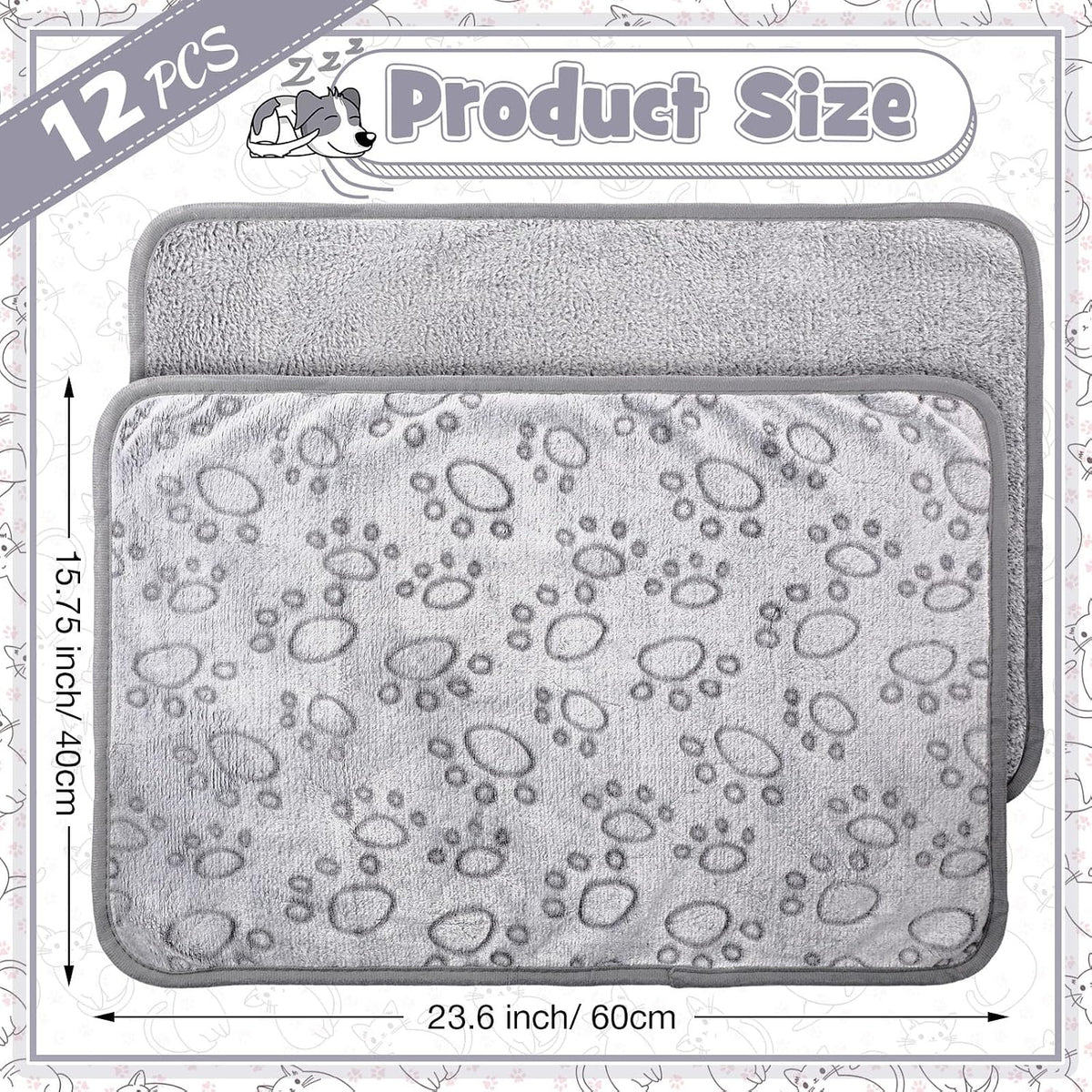 Soft double sided flannel puppy blankets stacked neatly to show bulk set quantity