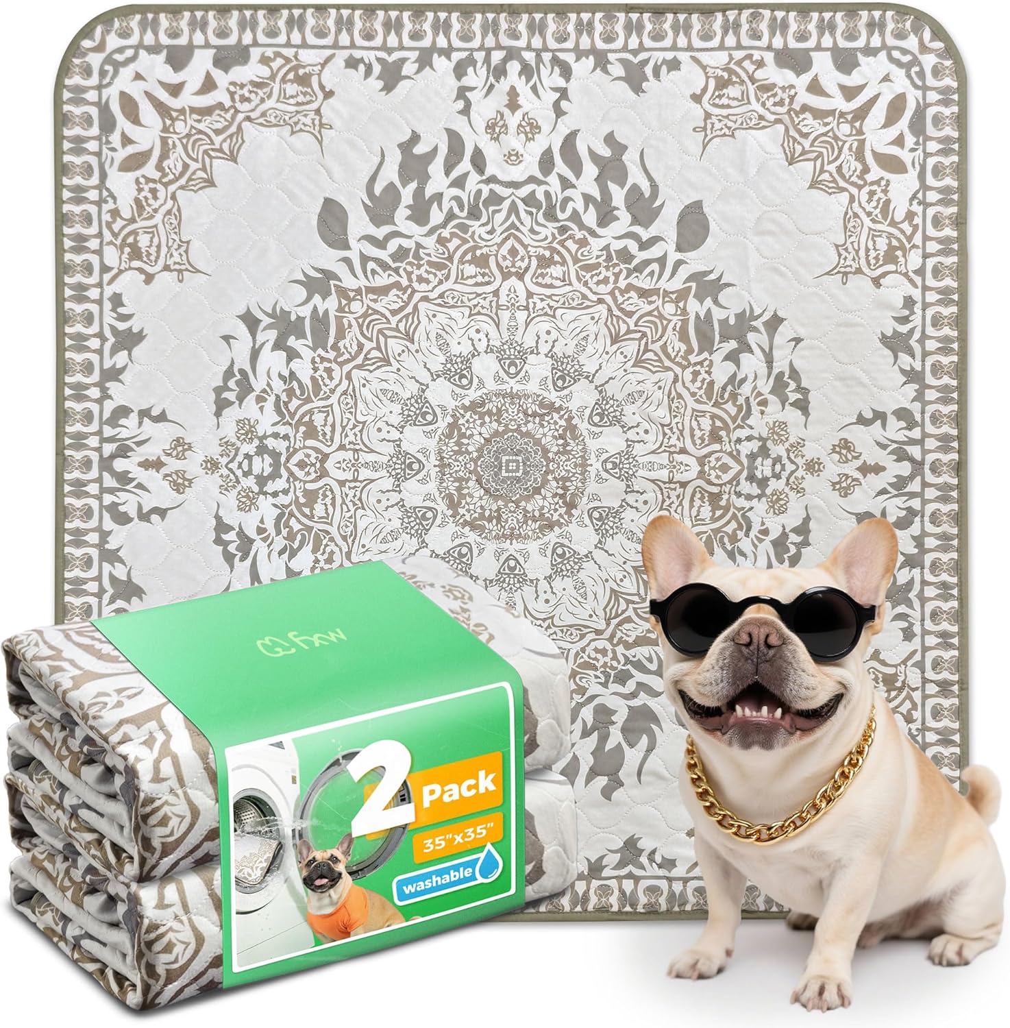FXW Washable Pee Pads for Dogs, Puppy Pads with Super Absorbent, Specifically Designed for FXW Rollick/Homeplus 24inch 8 Panels Dog Playpen, 63" Square, Khaki, 1 Pack - Image 9