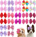 JpGdn 24 pieces large dog hair bows front view