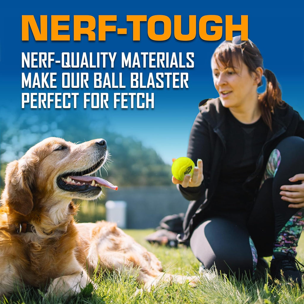 Three squeak tennis balls included in Nerf Dog set