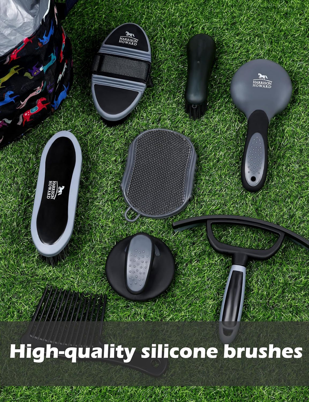 Waterproof foldable organizer bag for Harrison Howard horse grooming kit.