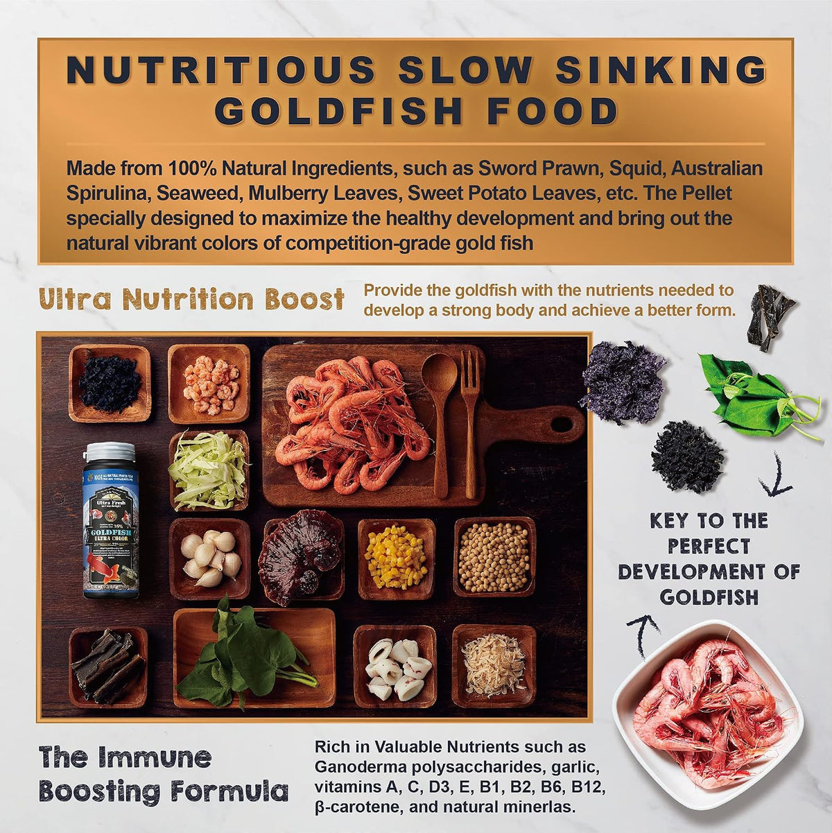 Ultra Fresh Sinking Goldfish Food side packaging details