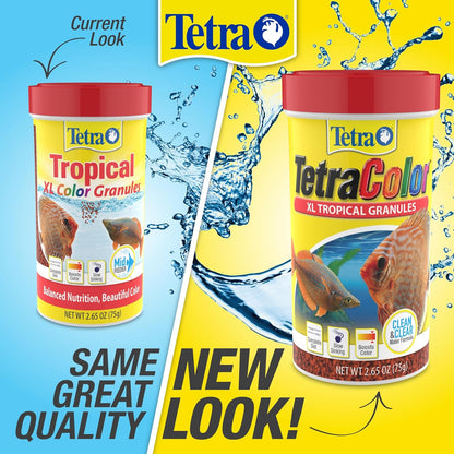 TetraColor XL jar placed next to a tropical aquarium setup