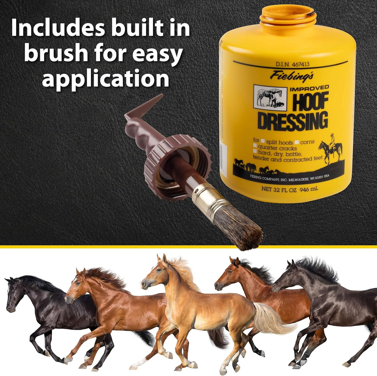 Authentic Fiebing's horse hoof oil for dry and split hoof maintenance