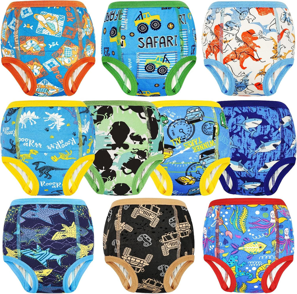 Flyish Direct MooMoo Baby training underwear 10 pack front view showcasing colourful toddler prints.