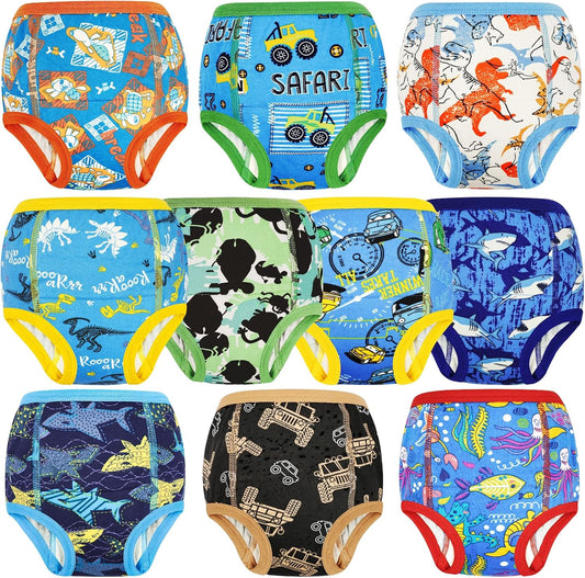 Flyish Direct MooMoo Baby training underwear 10 pack front view showcasing colourful toddler prints.