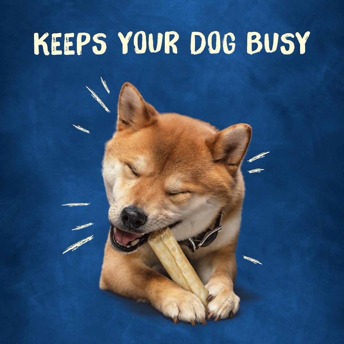 Purina Busy rawhide small and medium breed dog bones packaging details.