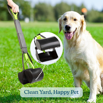 Foldable pet waste jaw clamp showing the heavy duty spring mechanism