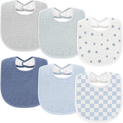 Susurration Muslin Baby Bibs 6 Pack front view
