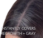 Close up of R+Co Dark Brown root touch-up spray label
