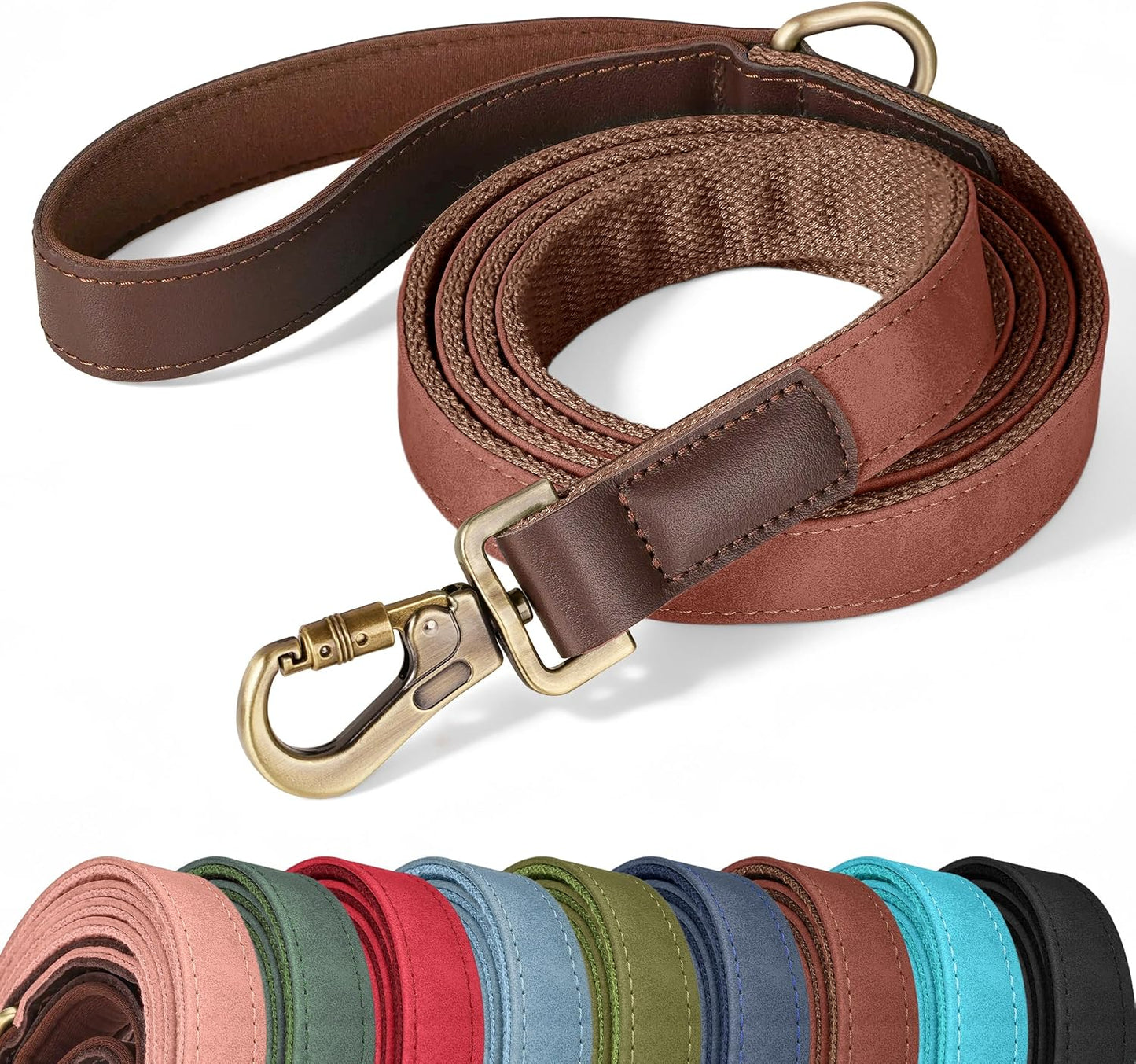 Authentic USA imported green pet leash with comfortable padded grip handle