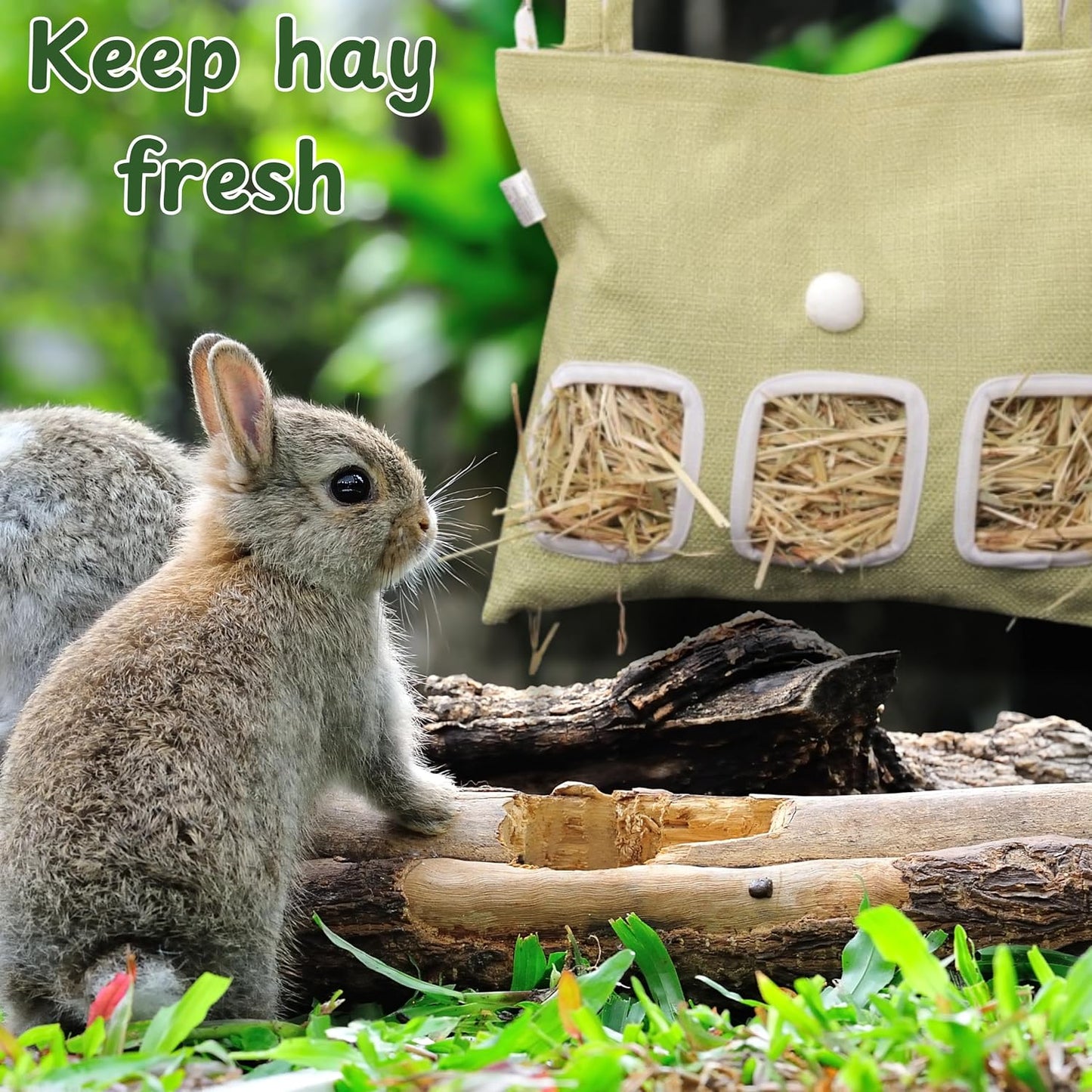 Cute Hanging Rabbit Hay Feeder Bag, Guinea Pig Hay Bag, Bunny Feeders Holder Storage For Small Pets Bunnies Chinchilla Hamster Rats, Guinea Pig Accessories For Cage, Bunny Accessories For Cage (Green) - Image 5